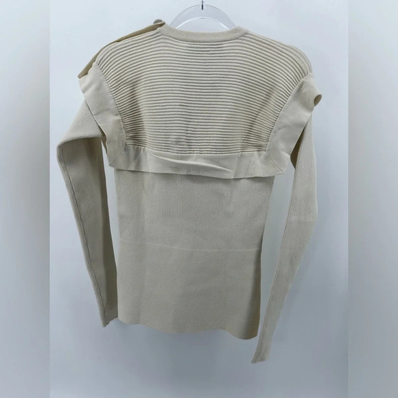 Rochas Crewneck L/S Ribbed Sweater Stella Ivory Size Small *NWT Some Stains - Picture 4 of 10
